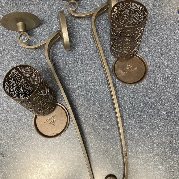 Party Lite Metal Sconces plus, cut out candle sleeve set! Vintage Bronze Finish - Picture 11 of 16